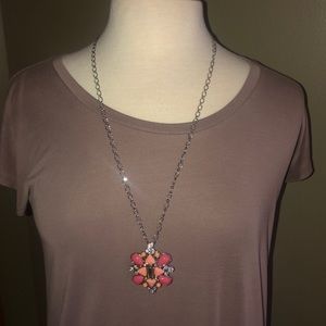 Pink, silver, and tangerine pendant necklace